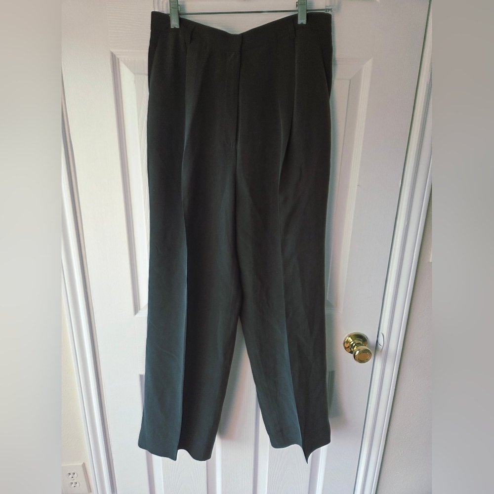 Jones New York Silk Pants 10 Dark Olive Green Vintage 100% Silk